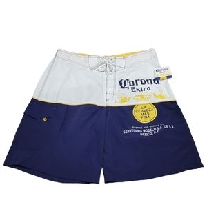 Corona Extra Blue White Beach‎ Board Shorts Men Size 34